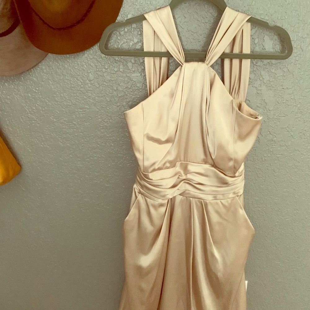 Champagne David’s Bridal Bridesmaid’s Dress